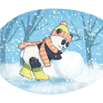 Panda, sneeuw, winter, sneeuwbal, spelen