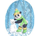 Panda, sneeuw, sneeuwbeer, spelen,