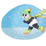 Panda gaat uit schaatsen