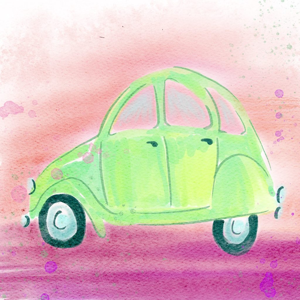 Volkswagen in aquarel