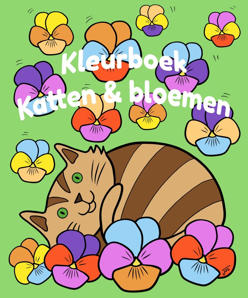 Kleurboek katten en bloemen